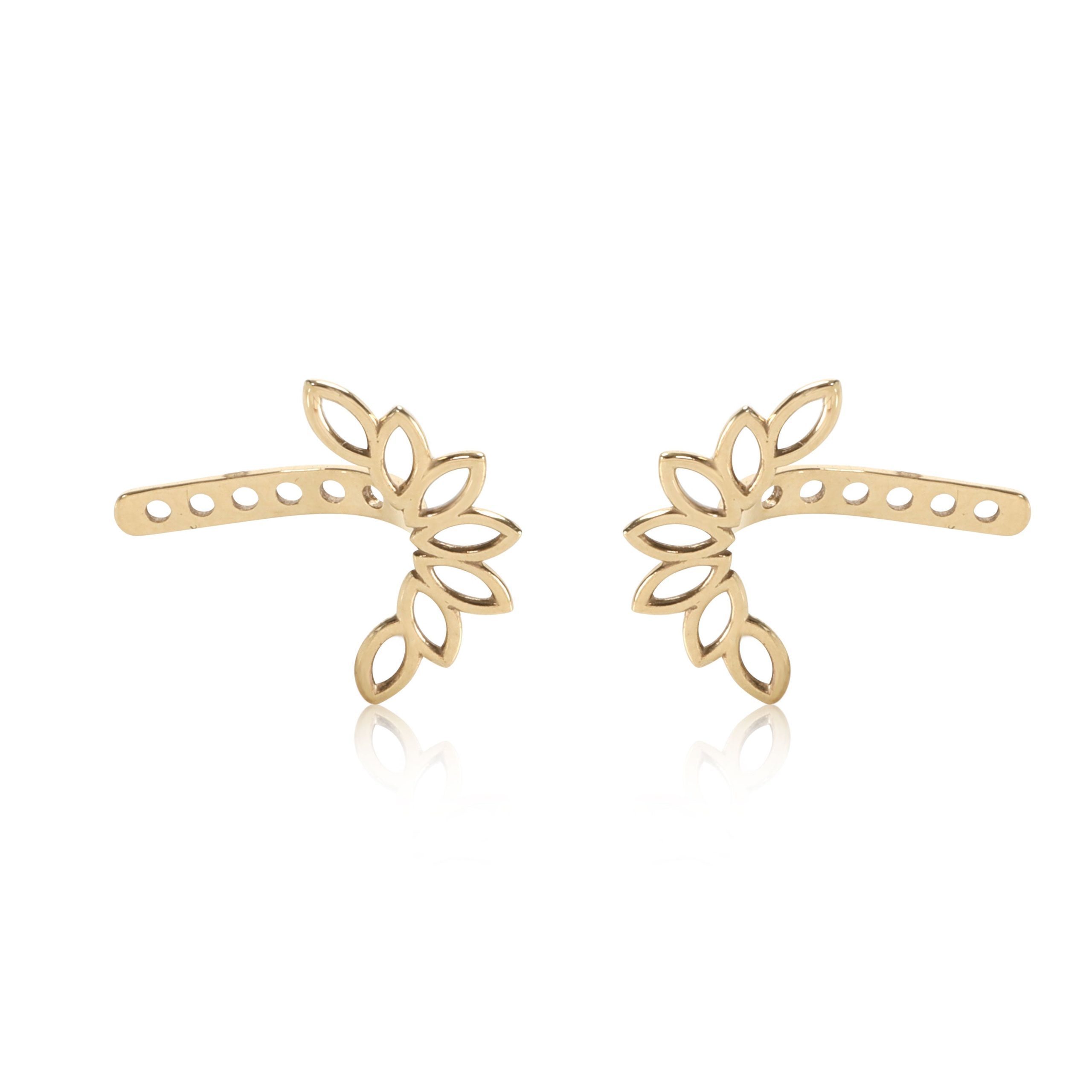Adjustable Leaf Earring Enhancers 18k Yellow Gold In 18k Yellow Gold
